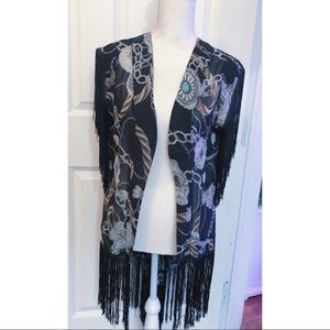 Vintage fringe and turquoise sheer kimono